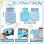 Amylove Mini Hot Water Bottle with Knitted Cover 320ml, Mother's Gift Water Bag for Women, Microwave Heating Bottle for Pain Relief Menstrual Cramps Travel(Blue)