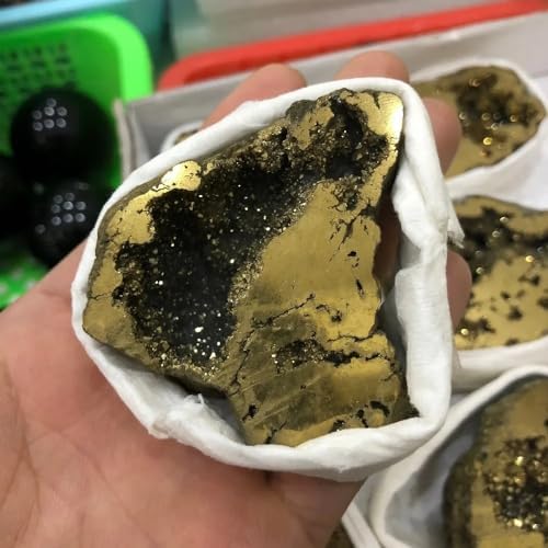 Stone Yellow Metal Angel Halo Earth Crystal Titanium Bismuth Silicon iris Cluster Cures (1pcs)