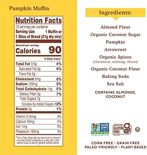 Simple Mills Almond Flour Baking Mix, Pumpkin Muffin & Bread Mix - Gluten Free, Plant Based, Paleo Friendly, 9 Ounce (Pack of 2)
