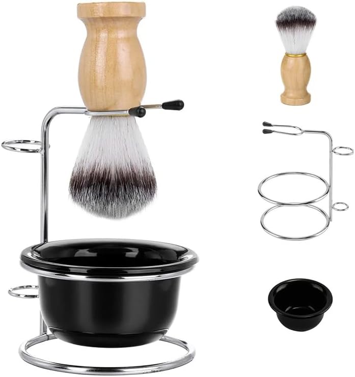 Multifunction Shaving Bowl Mug Stand Holder Stainless Steel Wear Resistant Shaving Brush Holder Bowl Set