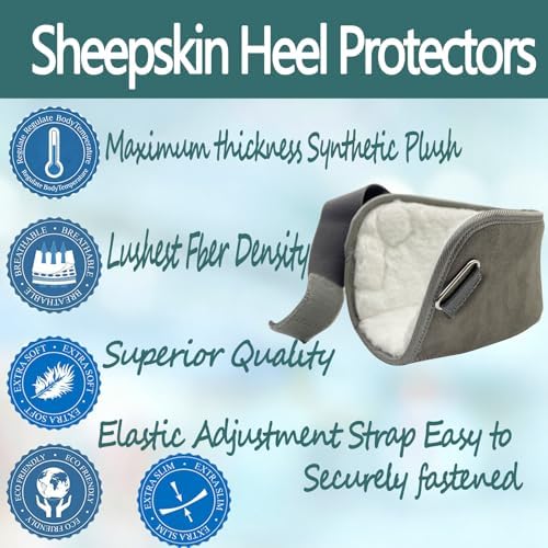 Vogana 1 Piece Fuzzy Heel Protectors for Pressure Sores Ulcers Elderly Bedridden Cushion Adjustable Pillow for Surgery Recovery Grey