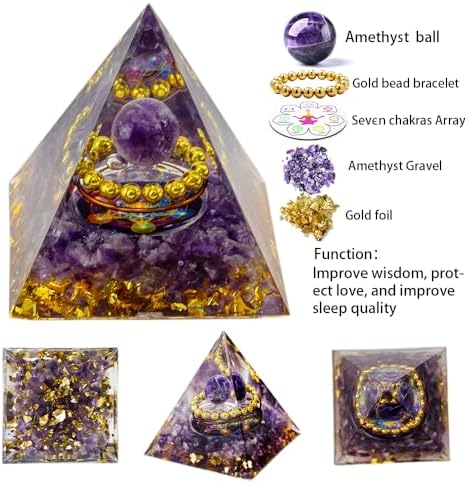AierCrystal Natural Mineral Crystal Pyramid Energy Healing Meditation Aid Feng Shui Protection Home Decor Versatile Gift Option(2inch Pyramid Amethyst)