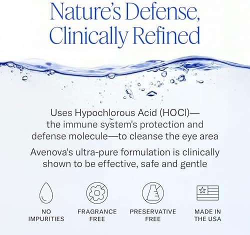 Avenova Eyelid and Eyelash Cleanser Spray - 20ml Bottle - Gentle Everyday Pure Hypochlorous Acid Spray for Eye Irritation