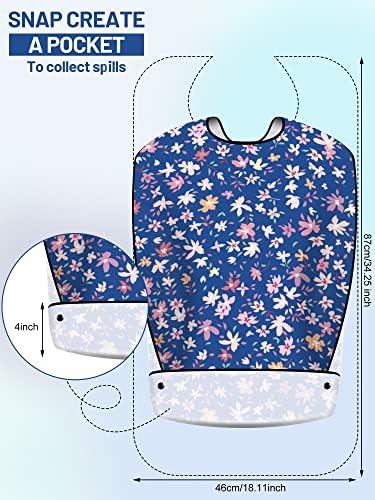 Janmercy 12 Pcs Washable Adult Bibs for Eating Waterproof Clothing Protector with Optional Crumb Catcher, Reusable Food Bib with Adjustable Snap Closure for Elderly Women Men Disabled, 12 Styles