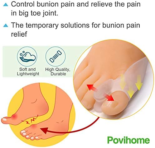 Povihome 8 Pack Bunion Cushion and Protector(1/2'' Thick), Bunion Pads, Bunion Corrector and Bunion Relief with Gel Shield, Treat Pain in Big Toe Joint, Realign Big Toe and Relieve Bunion Pain