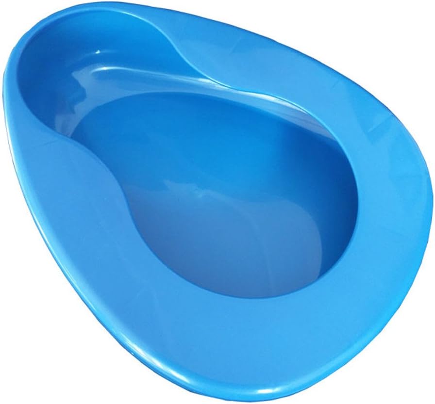 Firm Thick Stable PP Bedpan Heavy Duty Smooth Countoured for Bed-Bound Patient (Blue)