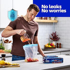 2 Gallon Freezer Storage Bags, 40 Count, Double Zipper Seal, Clear Plastic, Leak Proof, Extra Large Capacity for Bulk Storage, Meal Prep, Sous Vide
