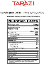 Tarazi All Natural Tahini | Non-GMO, All Natural, Made From 100% Premium Sesame Seeds, Made in California, Kosher | 2 Pound Jar