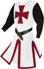 Ryannology Mens Crusader Costume Medieval Templar Renaissance Knight Warrior Tunic Retro Halloween Cosplay Top with Cross