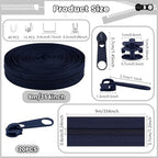 DOITEM 10 Yards Nylon Coil Zipper by The Yards, #5 Bulk Zippers for DIY Sewing Craft Bags with Replacement 20PCS Sliders (Navy Blue, #5)
