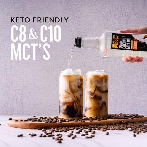 BetterBody Foods Organic Coconut MCT Oil - Energy Boosting- Keto-Friendly - C8 & C10 - Gluten Free - 16.9 oz