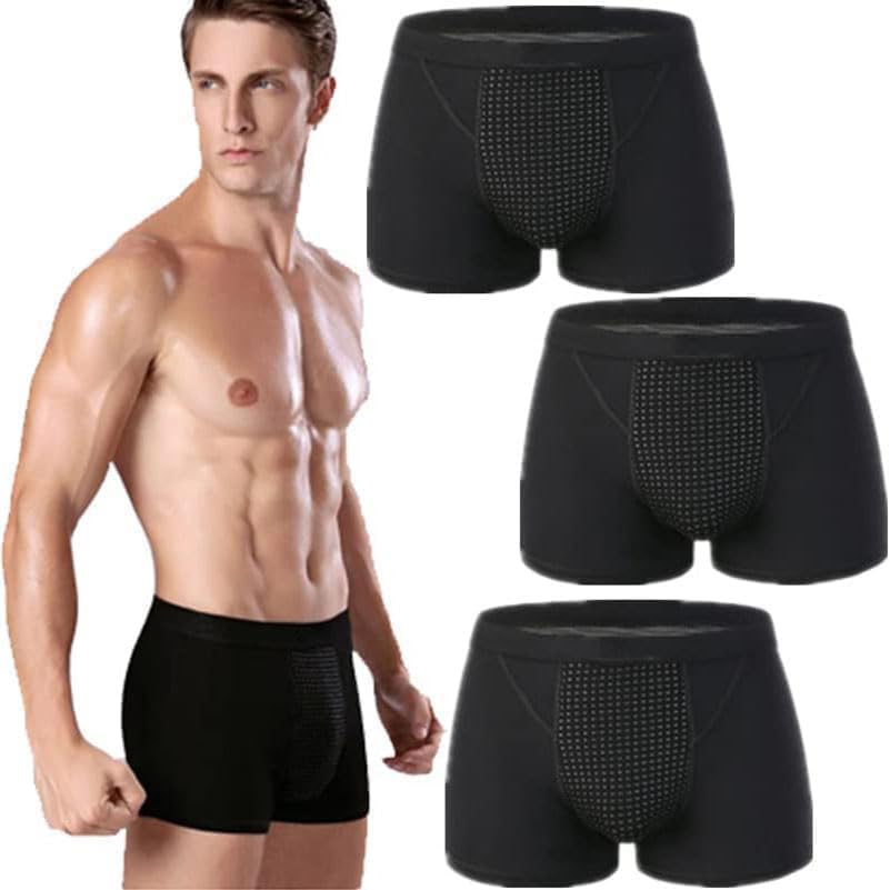 3Pcs Set Magnetic Therapy Boxer Shorts for Men's Physiological Health, Enlargement Underwear, 52 Energy Magnets Improving Male Power (D,L)