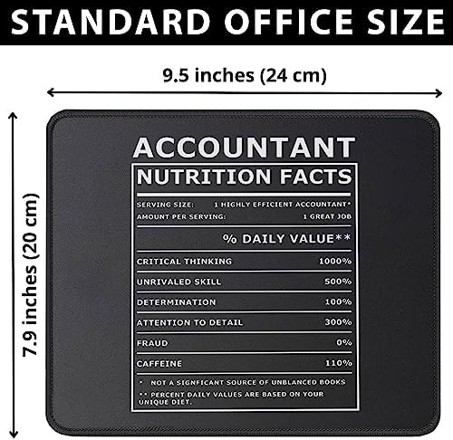 Funny Accountant Nutritional Facts Funny Accounting Mouse Pad Gift for Accountants - Unique Gift 9.5 inch Mouse Mat for Boss, CPA