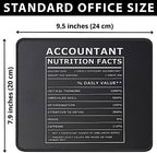 Funny Accountant Nutritional Facts Funny Accounting Mouse Pad Gift for Accountants - Unique Gift 9.5 inch Mouse Mat for Boss, CPA