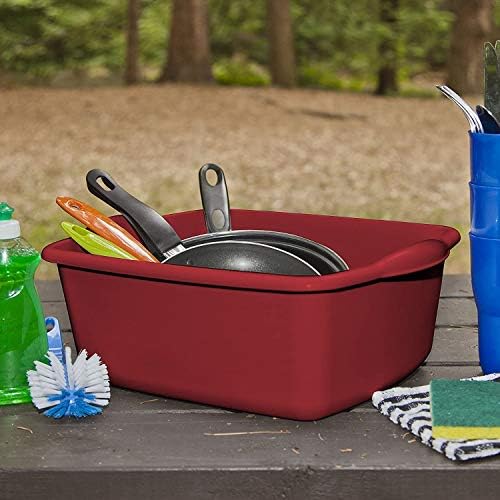 Sterlite 12 Quart Dishpan Basin, Multi-Purpose, 15 3/4" x 12 1/2" x 6", Red, 1-Pack