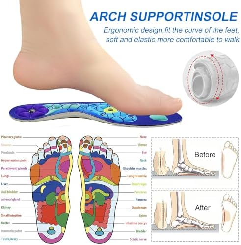 Acupressure Insoles for Men and Women- Orthopedic Acupoint Massage Insoles, Non-Slip Shock Absorption, Breathable Design for Foot Pain Relief & All-Day Comfort (Blue, S(Men 4-7/Women 5-8))
