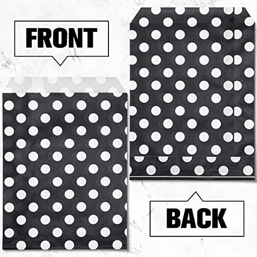 400 Pack 5 x 7 Inches Treat Bags Polka Dot Cookie & Candy Buffet Bags - Small Paper Snack Bags for Food Sandwich Packaging (Black & White)