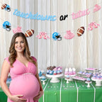 Jollyboom Football or Tutus Gender Reveal Decorations, Touchdowns or Tutus Gender Reveal Banner Pink Blue Ballet or Football Garland for Boy or Girl Baby Shower Gender Reveal Party Supplies