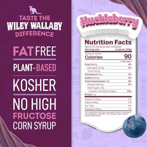 Wiley Wallaby Licorice 24 Ounce Classic Gourmet Soft & Chewy Australian Huckleberry Licorice Candy Twists, 1 Pack