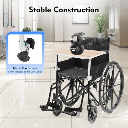 Universal Wood Wheelchair Tray, Removable Wheelchair Lap Tray, Detachable Wooden Wheelchairs Table for Eating, Reading, Resting