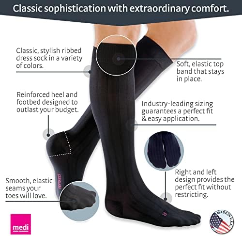 Mediven for Men Classic 20–30 mmHg Calf High Compression Socks – Closed Toe Support Stockings with a Comfortable Dress-Sock Look for Leg Circulation, All-Day Wear, Travel & Everyday Comfort