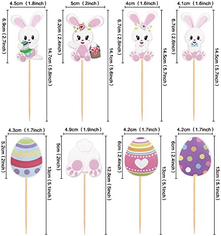 30 PCS Easter Cupcake topper Bunny Cupcake Toppers Easter Egg Cupcake Topper Rabbit Party Cake Topper Decorations (Brown) (Bunny Back)