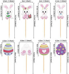 30 PCS Easter Cupcake topper Bunny Cupcake Toppers Easter Egg Cupcake Topper Rabbit Party Cake Topper Decorations (Brown) (Bunny Back)