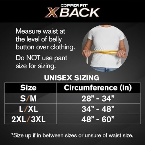 Copper Fit X-Back Brace for Lower Back Pain, Lumbar Support, Herniated Disc, Sciatica, Arthritis – Adjustable, Breathable Design - for Men and Women (2XL/3XL)