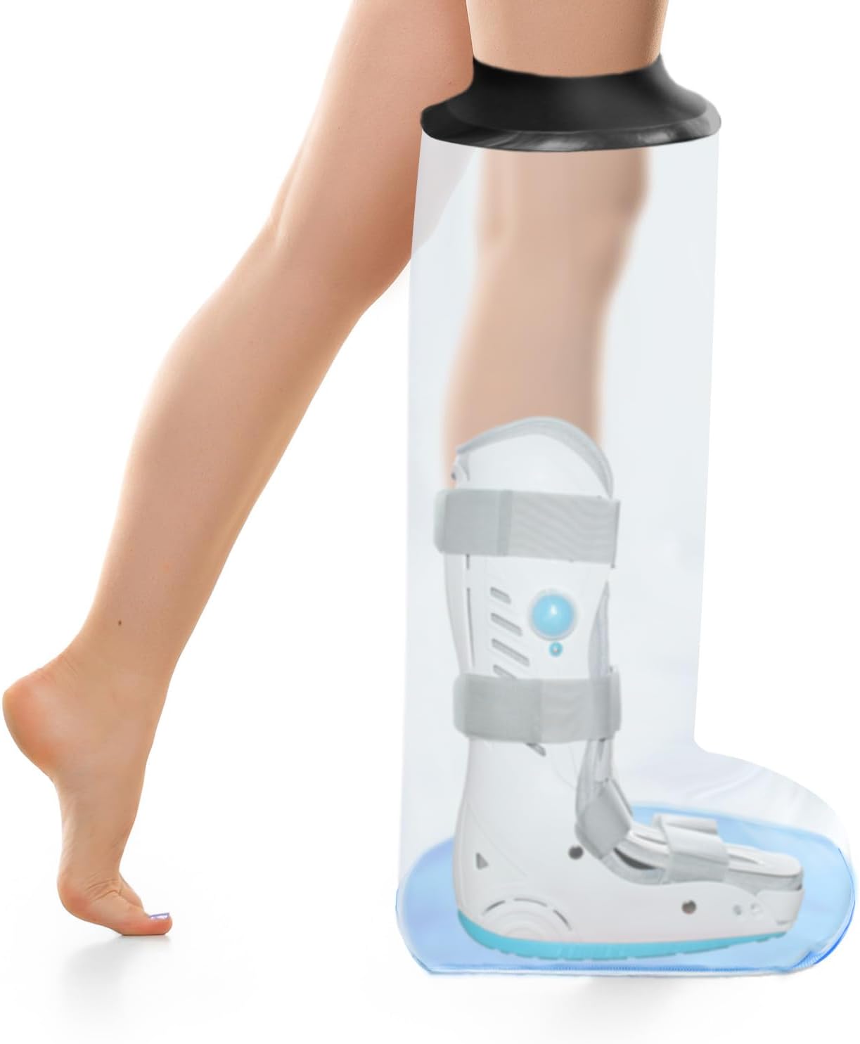KEEFITT Adult Leg Cast Protector for Shower, KT5103 Waterproof Cast Cover for Shower Lower Leg with Non-Slip Padding Bottom, Watertight Protection to Broken Leg, Foot Ankle, Wound and Burns