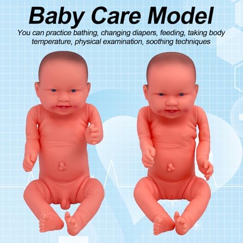 DRXRD Training Manikin Life-Size 20" Newborn Full Body Nursing Manikin 1 Set of Nursing Care Mannequin Includes a Boy and a Girl for Simulated Bathing Breast Feeding