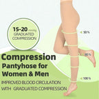 Compression Pantyhose for Women & Men, 2 Pairs 15-20mmHg Medical Graduated Compression Stockings Leggings