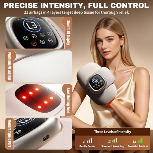 Hand Massager with Heat and Compression, Cordless Electric Hand & Wrist Massager for Arthritis & Carpal Tunnel Relief, 3 Modes, Rechargeable – Gray