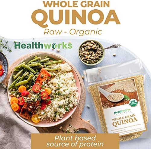 Healthworks Superfoods Organic Quinoa White Whole Grain Raw - 80 Oz / 5 Lbs - Protein, Fiber & Iron - Peruvian Origin - Rice & Pasta Substitute