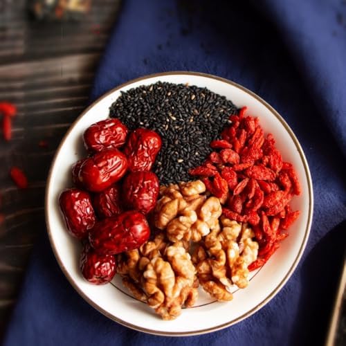 Black Sesame Cake with Red Date, Walnut & Goji Berry - 250g, Handmade, No Added Sucrose, Natural Ingredients, Sweetened with Maltose, Suitable for Kids & Seniors