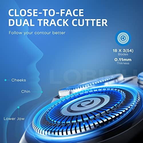 Electric Razor for Men, 3D Rechargeable Waterproof IPX7 Electric Shaver for Men Wet & Dry, Cordless Rotary Razor with Beard Pop-up Trimmer, 1 Hour Fast Charging, 4D Floating Head
