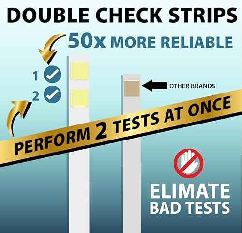 Double-Check Protein Test Strip Kit - 2X More Dependable Protein Test for Urine, Protein Urinalysis Home Urine Test Strip for Kidney Function Assessment (100 CT)