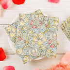 Quera 50 Pack William Morris Cocktail Napkins Golden Lily White Paper Napkins Beverage Napkins Disposable Paper Party Napkin Pack Decoration 5 "X 5"