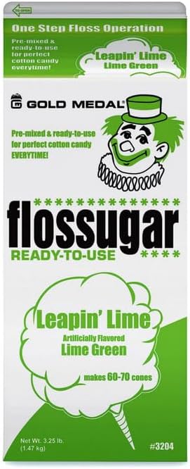 Cotton Candy Floss sugar Mix Flavors | Pack Of 4 | Lime, Maple, Orange and Pina Colada Flavors | 1/2 Gallon Cartons