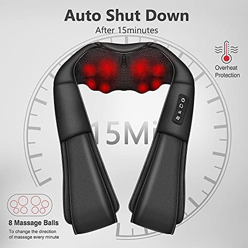 iKristin Neck Massager with Heat, Shiatsu Massager for Neck, Back, Shoulder, Foot and Leg, Deep Tissue 3D Kneading Massage for Relax Muscles at Home and Offie,Back Massagers for Women and Men
