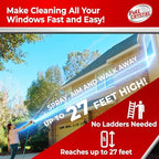Full Crystal Window Cleaning Kit – 16 oz Glass Cleaner and Bottle with 27 ft Reach, Each 4 oz Bag Makes Up to 640 fl oz, Cleans Up to 80 Windows, Scrub-Free, Rinse-Free