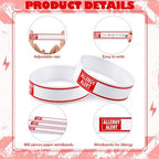 AmazingSpark 600 Pcs Red Allergy Bracelets Alert Warning Paper Wristbands Disposable Hospital Patient Bracelets ID Wristbands for Allergy Alert Identification Bands for Sports