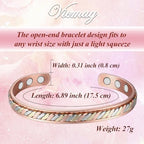 Vicmag Copper Magnetic Bracelet for Women Ultra Strength Magnets 99.9% Pure Copper Jewelry Gift (Braided Tricolour)