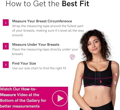 LIPOELASTIC PI Active - Mastectomy Bra, Post Surgery Bras for Women Front Closure, Compression Bra for Women
