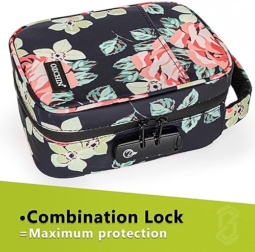 OZCHIN Large Smell Proof Bag with Combination Lock Odor Proof Lock Box Travel Storage Case Activated Charcoal Bag Great Christmas Gift