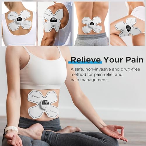 NEENCA Wireless TENS Unit Muscle Stimulator, Smart Rechargeable TENS EMS Muscle Massager for Knee/Shoulder/Back Pain Relief. 4 TENS Pads with Remote Control for Physical Therapy,9 Modes 19 Intensities
