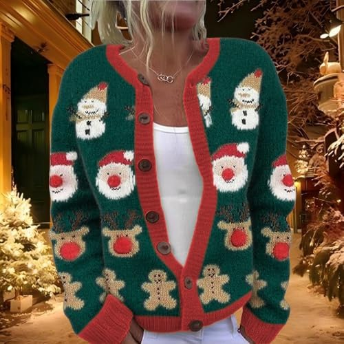 Fall Halloween Cardigans Sweater for Women Funny Holiday Graphic Long Sleeve Knit Button Down Sweatshirt Tops