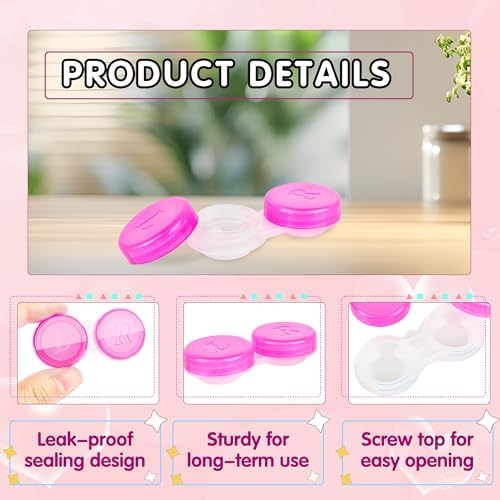 120 Pcs Contact Lens Cases Colorful Contact Lens Holder Box Cute Transparent Contact Cases Bulk Left/Right Eye Contact Lens Container for Travel, 6 Colors