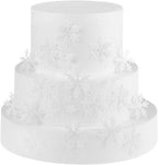 GEORLD 50pcs White Edible Cupcake Snowflakes Cake Toppers Decoration for Winter Frozen Theme Party