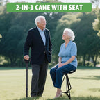 ALEVMOOM Walking Cane with Seat Folding Lightweight, 2-in-1 Cane Stool for Adults, Aluminum Walking Stick with Seat, Stick Chair Portable Stool for Senior
