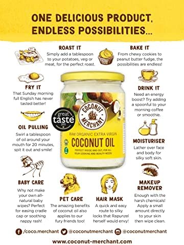 Coconut Merchant Organic Coconut Oil 17.6 Ounce | Extra Virgin, Raw, Cold Pressed, Unrefined | Ethically Sourced, Vegan, Ketogenic and 100% Natural | For Hair, Skin & Cooking(17.6 Oz / 500mL)